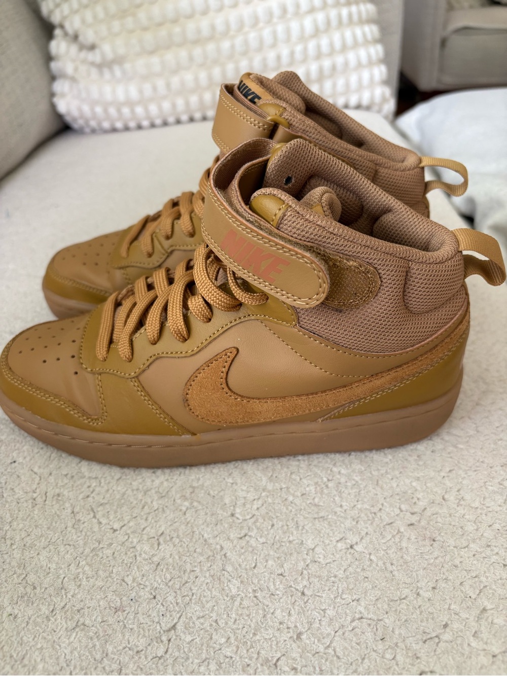 Nike Court Borrow Mid-Top Sneakers in Wheat Brown